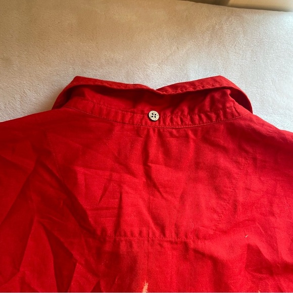 Vintage Ocean Pacific OP Hawaiian Shirt Medium Surf Sunset Beach Red Button Up - Picture 7 of 14